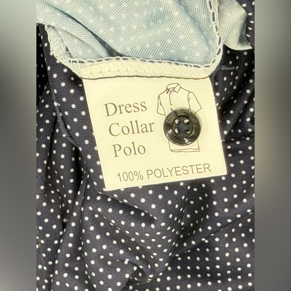 Collars & Co NWT Men’s Semi-Spread Collar Polo In Midnight Micro Dot.  Sz Large - Picture 7 of 15